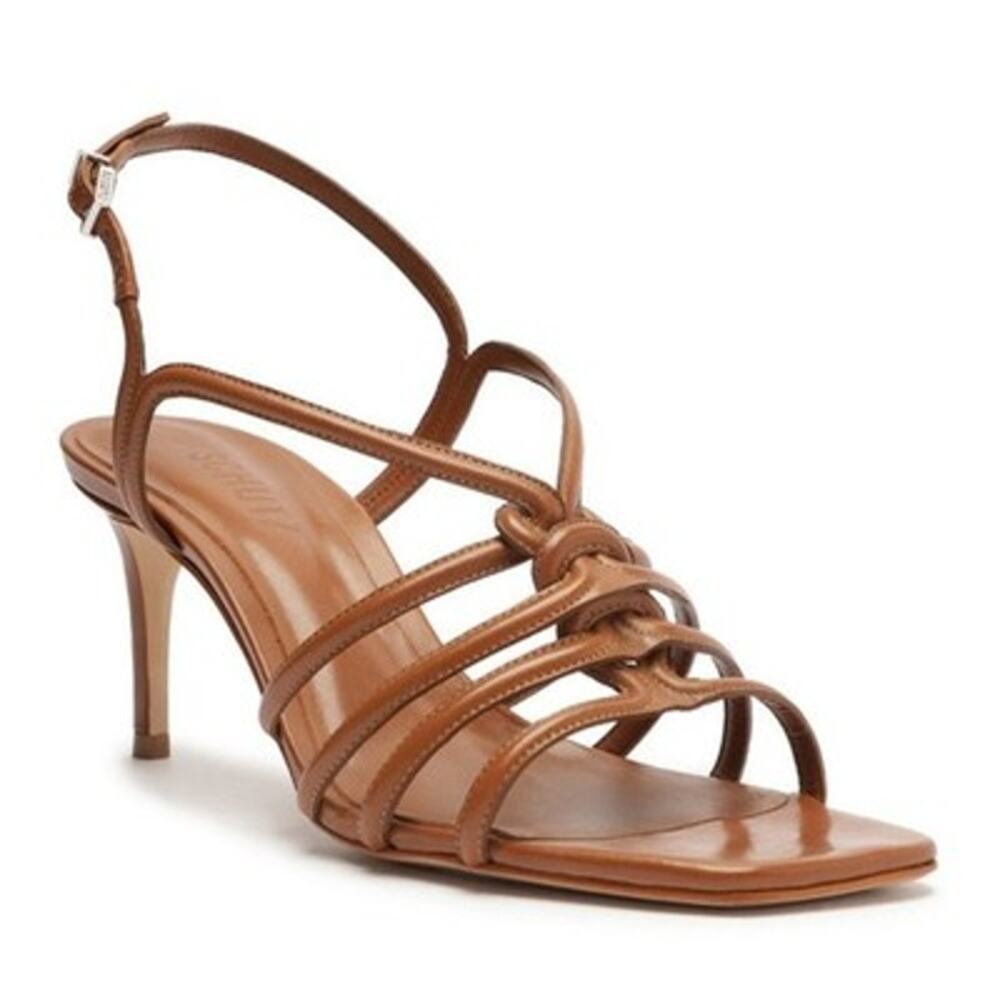 Schutz Leather Adjustable Caged Sandal Octavia Mid New Wood Women's 5.5B NEW